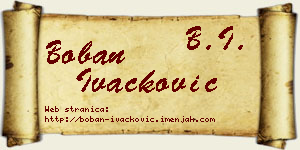Boban Ivačković vizit kartica